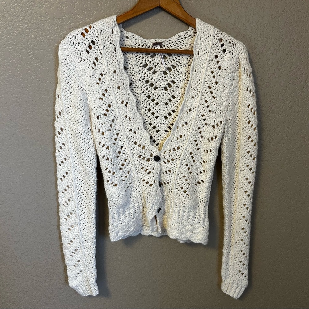 NEW Free People Crochet Knit Cardigan Sweater - Boho, Festival, New Without Tags